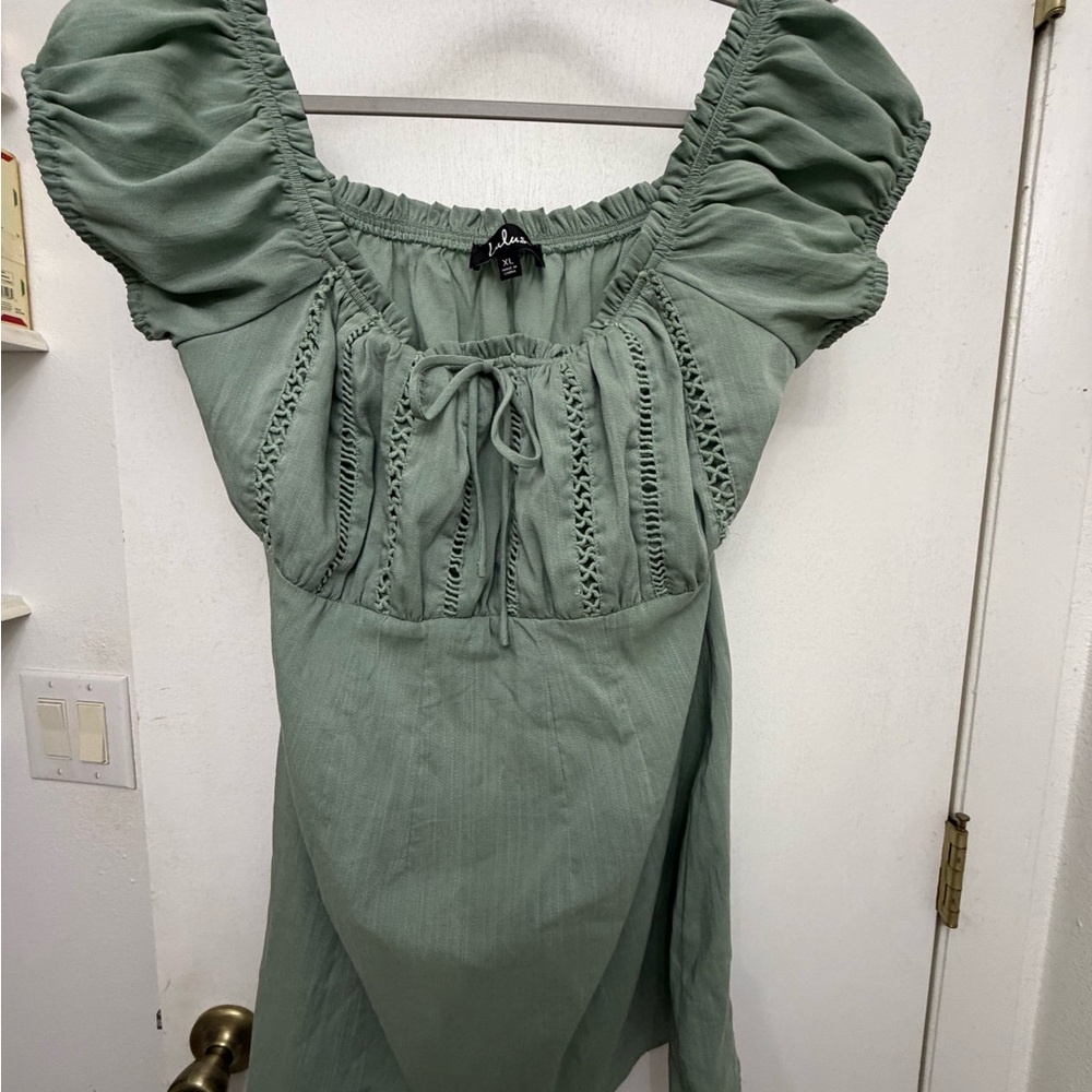 Lulu's Green Ruched Women's Mini Dress